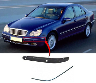 Fits Mercedes C Class W203 2001-2006 Front Bumper Moulding Pdc & Chrome Trim Left - tradevehicleparts.co.uk