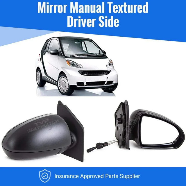 Fits Mercedes Smart Fortwo 2007-2012 Door Wing Mirror Manual Textured Driver Side - image 2