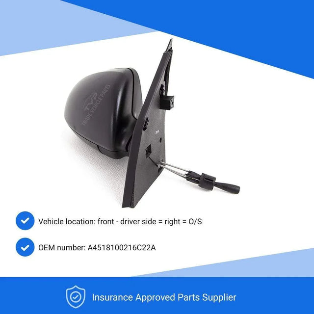 Fits Mercedes Smart Fortwo 2007-2012 Door Wing Mirror Manual Textured Driver Side - image 3