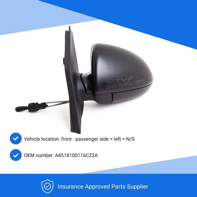 Fits Mercedes Smart Fortwo 2007-2012 Door Wing Mirror Manual Textured Passenger Side - image 3