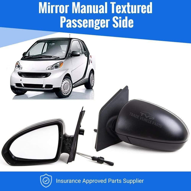 Fits Mercedes Smart Fortwo 2007-2012 Door Wing Mirror Manual Textured Passenger Side - image 2