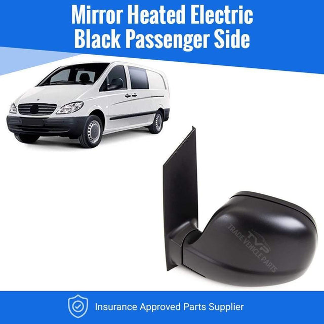 Fits Mercedes Vito (639) 2003-2010 Door Wing Mirror Heated Electric Black Passenger Side - image 2
