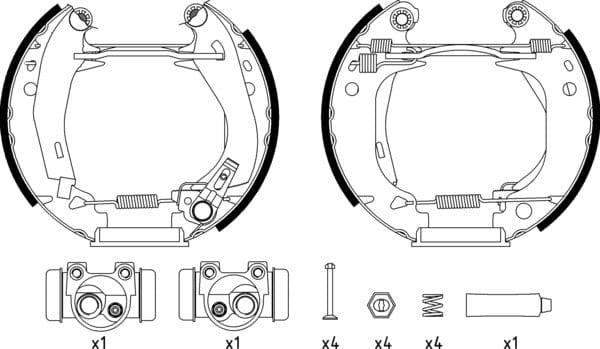 Mintex Brake Shoes Full Set Of 4 Rear With Wheel Brake Cylinder With Adjuster Pre-Assembled MSP029 - image 4