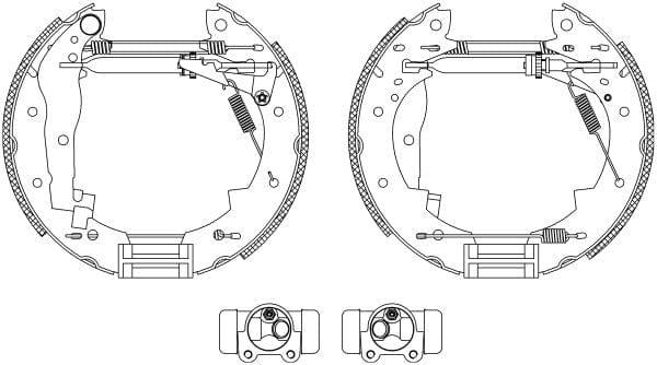 Mintex Brake Shoes Full Set Of 4 Rear With Wheel Brake Cylinder With Adjuster Pre-Assembled MSP071 - image 3