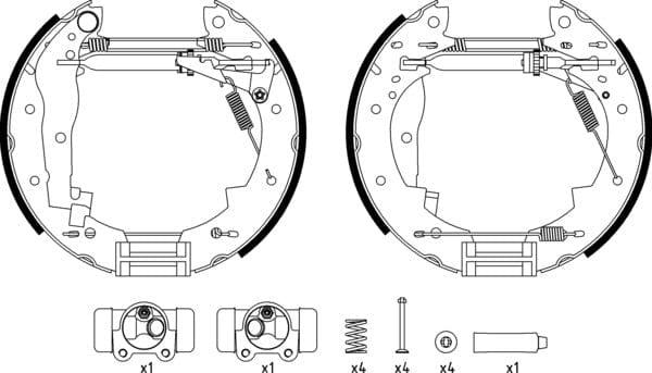 Mintex Brake Shoes Full Set Of 4 Rear With Wheel Brake Cylinder With Adjuster Pre-Assembled MSP071 - image 4