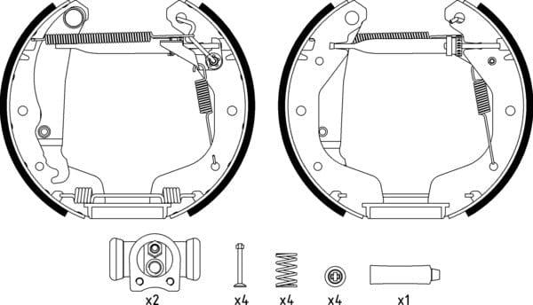 Mintex Brake Shoes Full Set Of 4 Rear With Wheel Brake Cylinder With Adjuster Pre-Assembled MSP122 - image 4