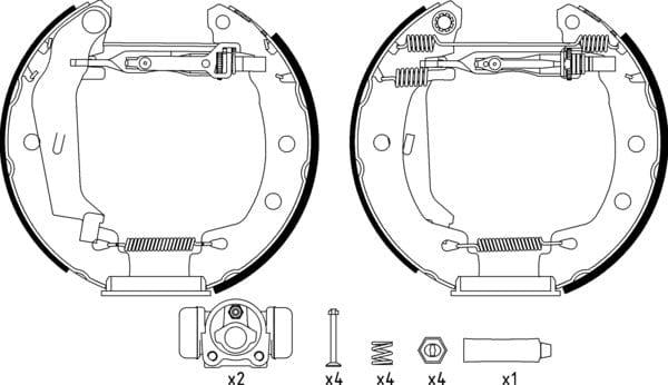 Mintex Brake Shoes Full Set Of 4 Rear With Wheel Brake Cylinder With Adjuster Pre-Assembled MSP130 - image 4