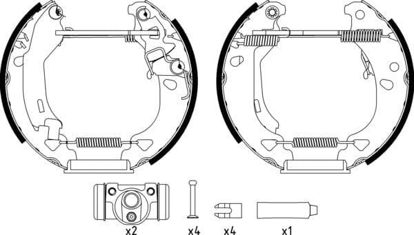 Mintex Brake Shoes Full Set Of 4 Rear With Wheel Brake Cylinder With Adjuster With Handbrake Lever Pre-Assembled MSP136 - image 4