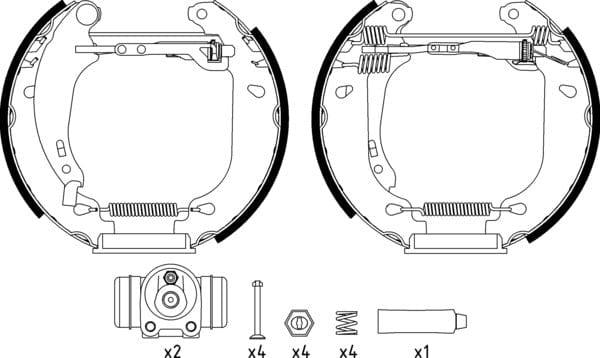 Mintex Brake Shoes Full Set Of 4 Rear With Wheel Brake Cylinder With Adjuster Pre-Assembled MSP176 - image 4
