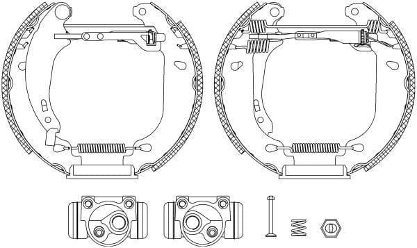 Mintex Brake Shoes Full Set Of 4 Rear With Wheel Brake Cylinder With Adjuster Pre-Assembled MSP203 - image 3