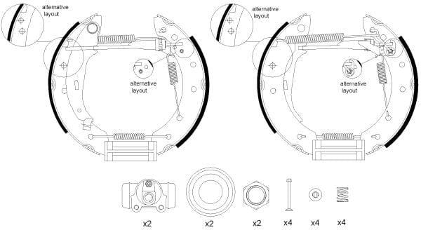 Mintex Brake Shoes Full Set Of 4 Rear With Wheel Brake Cylinder With Adjuster Pre-Assembled MSP205 - image 3