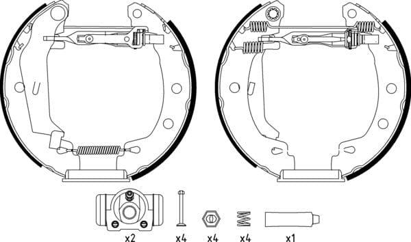 Mintex Brake Shoes Full Set Of 4 Rear With Wheel Brake Cylinder With Adjuster Pre-Assembled MSP210 - image 4
