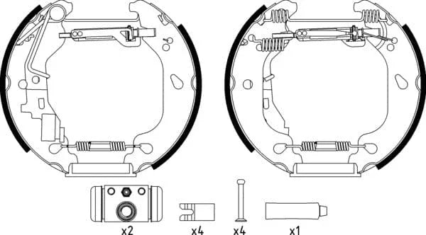 Mintex Brake Shoes Full Set Of 4 Rear With Wheel Brake Cylinder With Adjuster Pre-Assembled MSP222 - image 4