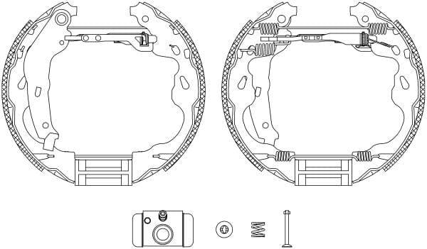 Mintex Brake Shoes Full Set Of 4 Rear With Wheel Brake Cylinder With Adjuster Pre-Assembled MSP248 - image 3