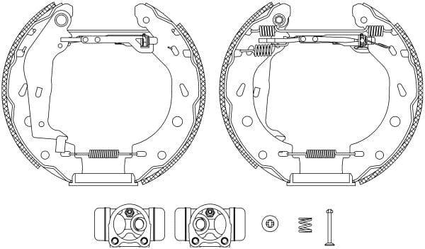 Mintex Brake Shoes Full Set Of 4 Rear With Wheel Brake Cylinder With Adjuster Pre-Assembled MSP250 - image 3
