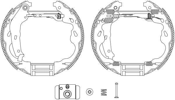 Mintex Brake Shoes Full Set Of 4 Rear With Wheel Brake Cylinder With Adjuster Pre-Assembled MSP276 - image 3