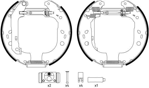 Mintex Brake Shoes Full Set Of 4 Rear With Wheel Brake Cylinder With Adjuster Pre-Assembled MSP287 - image 4