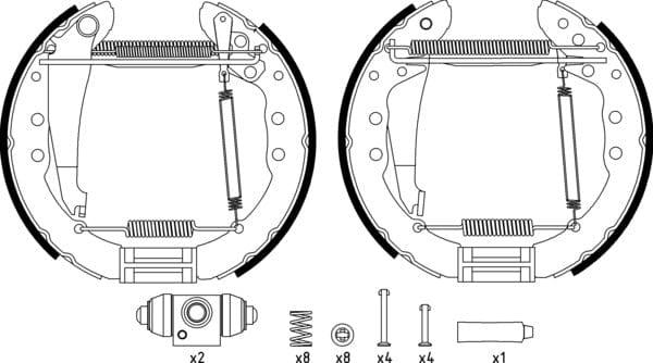 Mintex Brake Shoes Full Set Of 4 Rear With Wheel Brake Cylinder With Adjuster Pre-Assembled MSP298 - image 4