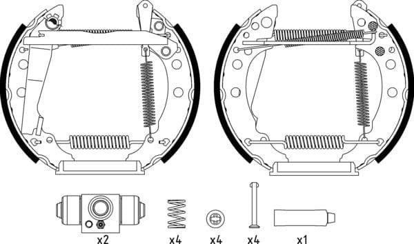 Mintex Brake Shoes Full Set Of 4 Rear With Wheel Brake Cylinder With Adjuster Pre-Assembled MSP302 - image 4