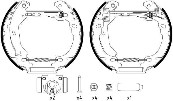 Mintex Brake Shoes Full Set Of 4 Rear With Wheel Brake Cylinder With Adjuster Pre-Assembled MSP304 - image 4