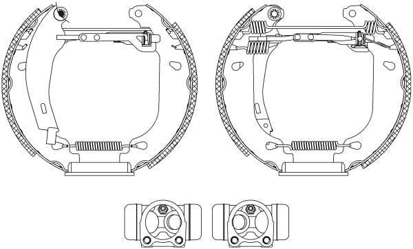 Mintex Brake Shoes Full Set Of 4 Rear With Wheel Brake Cylinder With Adjuster Pre-Assembled MSP310 - image 3