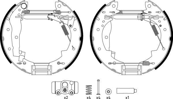 Mintex Brake Shoes Full Set Of 4 Rear With Wheel Brake Cylinder With Adjuster Pre-Assembled MSP312 - image 4