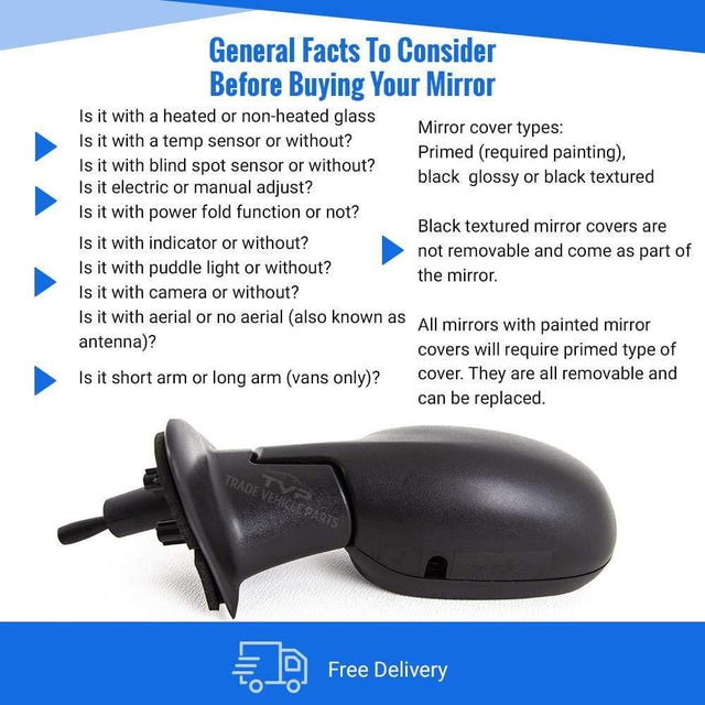 Fits Nissan Micra 2003-2010 Door Wing Mirror Manual Cable Black Passenger Side - image 4