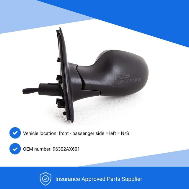 Fits Nissan Micra 2003-2010 Door Wing Mirror Manual Cable Black Passenger Side - image 3