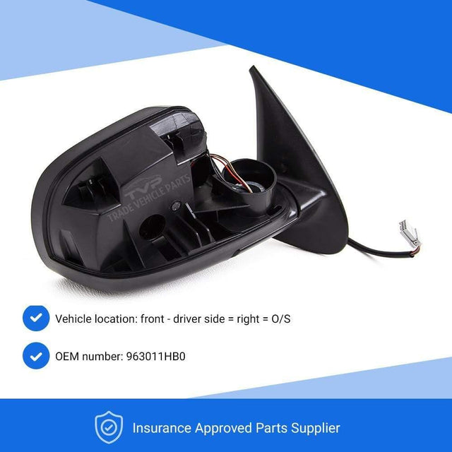 Fits Nissan Micra 2011-2013 Door Wing Mirror Electric Heated Primed Cover Driver Side - image 2