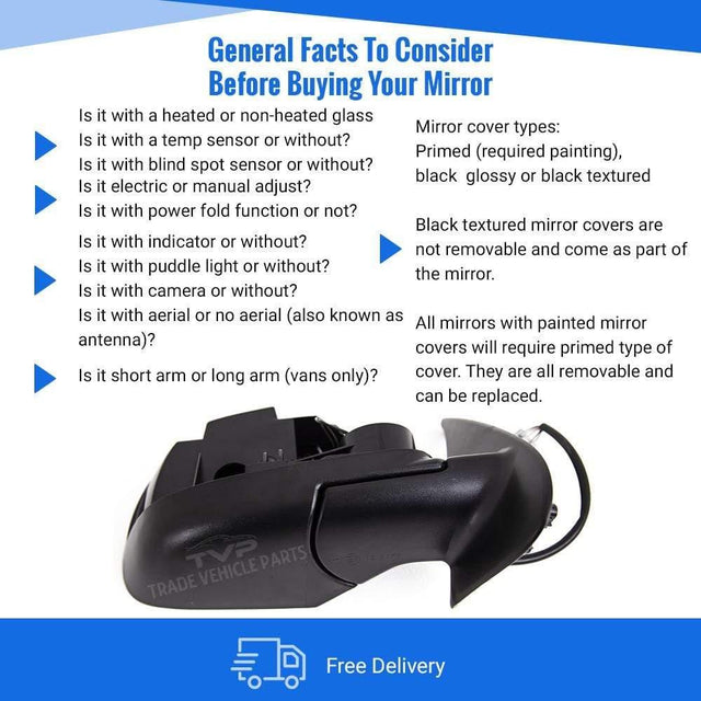 Fits Nissan Micra 2011-2013 Door Wing Mirror Electric Heated Primed Cover Driver Side - image 3