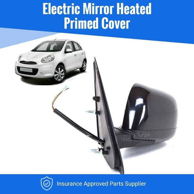 Fits Nissan Micra 2011-2017 Door Wing Mirror Electric Heated Primed Cover Passenger Side - image 2