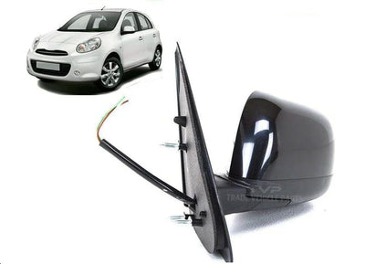 Fits Nissan Micra 2011-2017 Door Wing Mirror Electric Heated Primed Cover Passenger Side - tradevehicleparts.co.uk