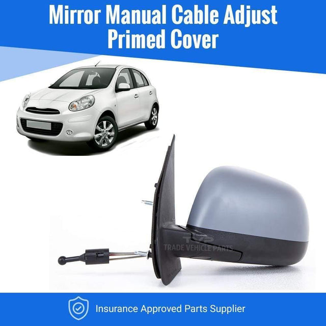 Fits Nissan Micra 2011-2017 Door Wing Mirror Manual Cable Primed Cover Passenger Side - image 2