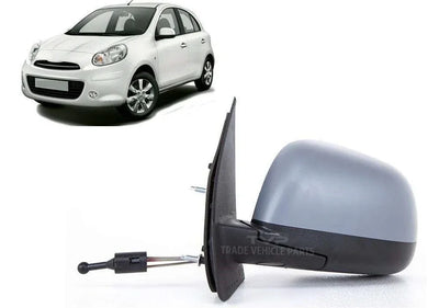 Fits Nissan Micra 2011-2017 Door Wing Mirror Manual Cable Primed Cover Passenger Side - tradevehicleparts.co.uk