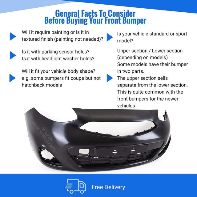 Fits Nissan Micra K14 2013-2017 Front Bumper No Pdc Or Washer Holes - image 3