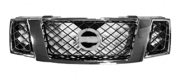 Fits Nissan Navara 2010-2015 Front Main Grille Mat Black With Chrome Moulding - image 2