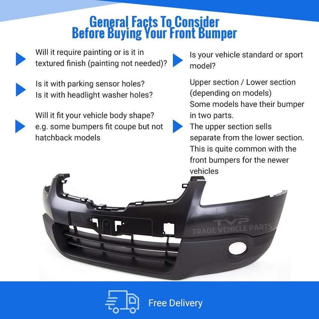 Fits Nissan Qashqai 2007-2010 Front Bumper Mat-Black W/O Washer Or Pdc Holes - image 3