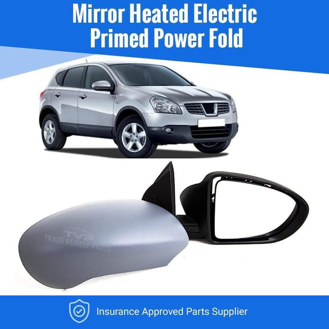 Fits Nissan Qashqai 2007-2013 Door Mirror Heated Electric Primed Right Power Fold - image 2