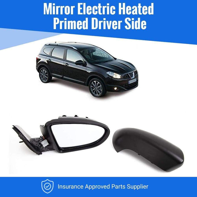 Fits Nissan Qashqai 2007-2013 Door Wing Mirror Electric Heated Primed Cover Driver Side - image 2