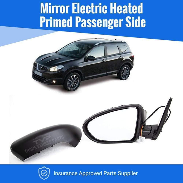 Fits Nissan Qashqai 2007-2013 Door Wing Mirror Electric Heated Primed Cover Passenger Side - image 2
