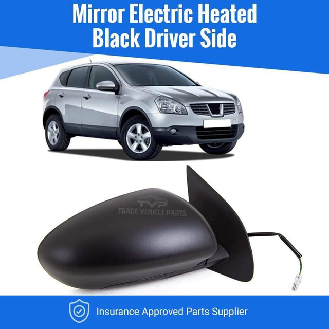 Fits Nissan Qashqai 2007-2013 Wing Door Mirror Heated Electric Black Driver Side - image 2