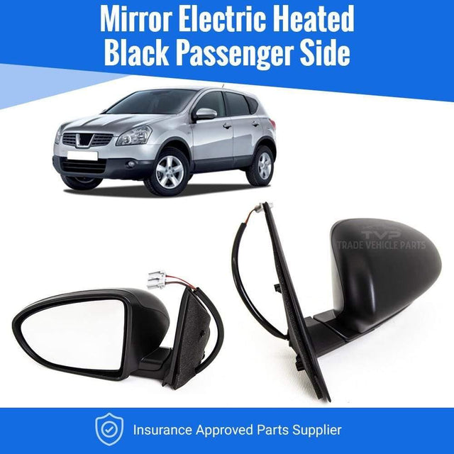 Fits Nissan Qashqai 2007-2013 Wing Door Mirror Heated Electric Black Passenger Side - image 2