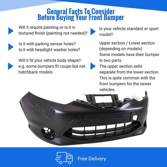 Fits Nissan Qashqai 2014-2017 Front Bumper No Pdc No Lamp Washer Holes - image 3