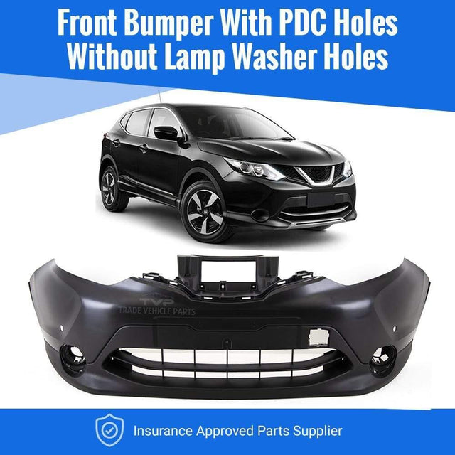 Fits Nissan Qashqai 2014-2017 Front Bumper With 2 PDC No Lamp Washer Holes - image 2