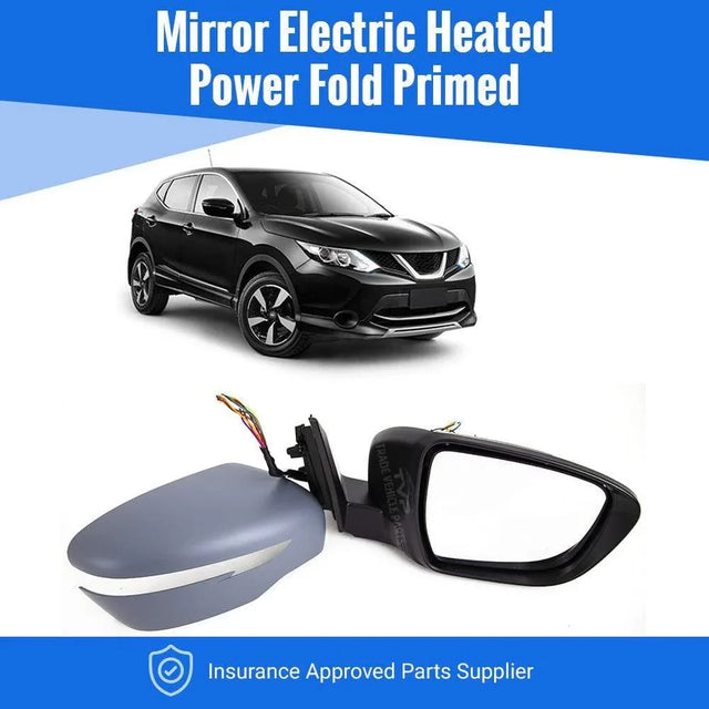 Fits Nissan Qashqai 2014- Door Wing Mirror E/H Power Fold With Indicator Primed Driver Side - image 4