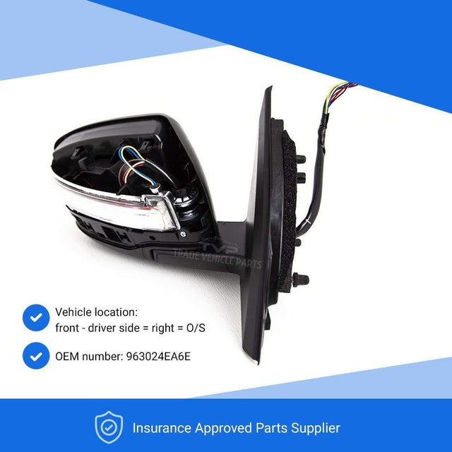 Fits Nissan Qashqai 2014- Door Wing Mirror E/H Power Fold With Indicator Primed Driver Side - image 5