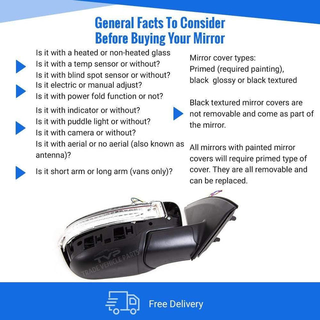 Fits Nissan Qashqai 2014- Door Wing Mirror E/H Power Fold With Indicator Primed Driver Side - image 6