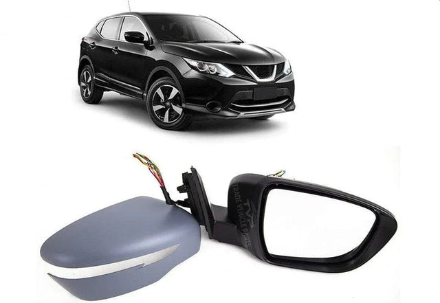 Fits Nissan Qashqai 2014- Door Wing Mirror E/H Power Fold With Indicator Primed Driver Side - image 2