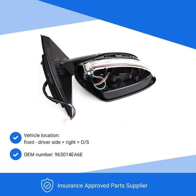 Fits Nissan Qashqai 2014- Door Wing Mirror E/H With Indicator Primed Driver Side - image 3