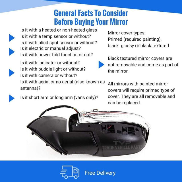 Fits Nissan Qashqai 2014- Door Wing Mirror Electric Heated Power Fold With Indicator Primed Passenger Side - image 3